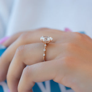 The Penelope Set  With A 2.5 Carat Oval 14K Rose Gold Moissanite