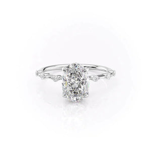The Penelope Set  With A 2.5 Carat Oval 18K White Gold Moissanite