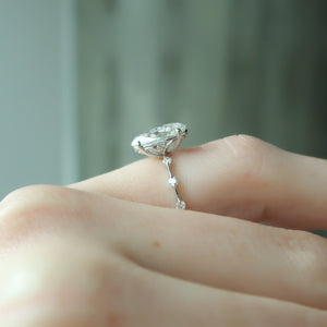The Penelope Set  With A 2.5 Carat Oval 18K White Gold Moissanite