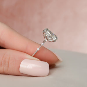 The Penelope Set  With A 4.5 Carat Oval 14K White Gold Moissanite
