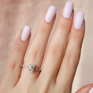 The Penelope Set  With A 2.5 Carat Oval 14K White Gold Moissanite