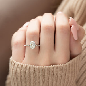 The Penelope Set  With A 4.5 Carat Oval 18K White Gold Moissanite
