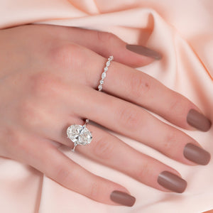 The Penelope Set  With A 4 Carat Oval 18K White Gold Moissanite