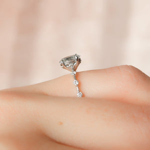 The Penelope Set  With A 5 Carat Oval 18K White Gold Moissanite