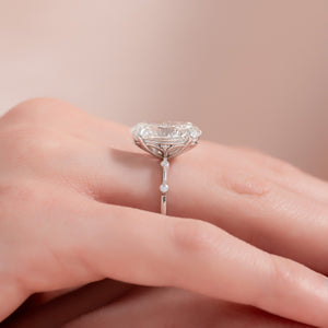The Penelope Set  With A 5 Carat Oval 18K White Gold Moissanite