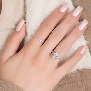 The Penelope Set  With A 4 Carat Oval 14K White Gold Moissanite
