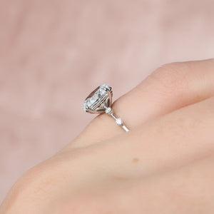 The Penelope Set  With A 4 Carat Oval 14K White Gold Moissanite