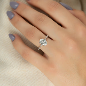 The Penelope Set  With A 1 Carat Oval 14K White Gold Moissanite