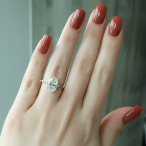 The Penelope Set  With A 4 Carat Oval 18K White Gold Moissanite