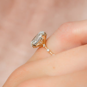 The Penelope Set  With A 3 Carat Oval 18K Yellow Gold Moissanite