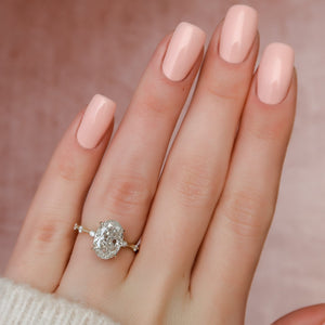 The Penelope Set  With A 2 Carat Oval 18K Yellow Gold Moissanite