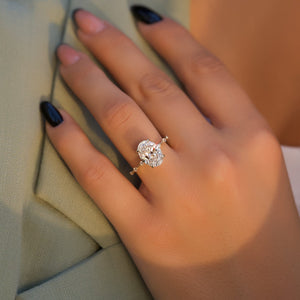 The Penelope Set  With A 3.5 Carat Oval 14K Yellow Gold Moissanite