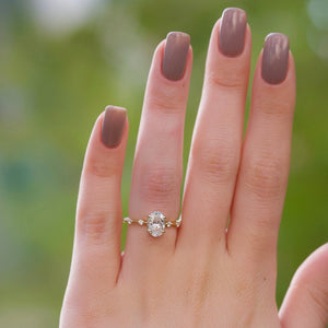 The Penelope Set  With A 2.5 Carat Oval 18K Yellow Gold Moissanite