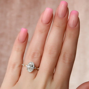 The Penelope Set  With A 4.5 Carat Oval 18K Yellow Gold Moissanite
