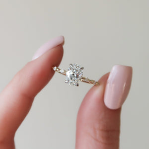 The Penelope Set  With A 2.5 Carat Oval 18K Yellow Gold Moissanite