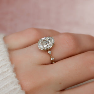 The Penelope Set  With A 4.5 Carat Oval 18K Yellow Gold Moissanite