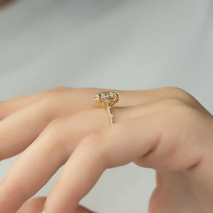 The Penelope Set  With A 1 Carat Oval 18K Yellow Gold Moissanite
