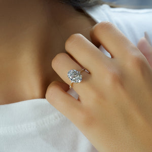 The Penelope Set  With A 3 Carat Oval 18K Yellow Gold Moissanite