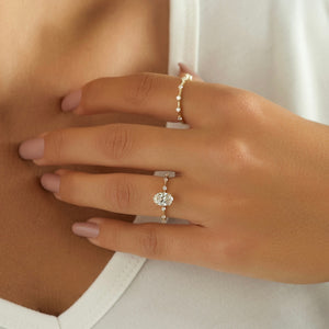 The Penelope Set  With A 1 Carat Oval 18K Yellow Gold Moissanite