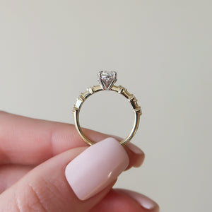 The Penelope Set  With A 4.5 Carat Oval 18K Yellow Gold Moissanite