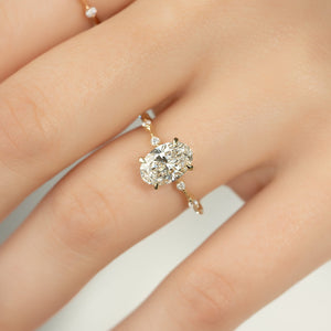The Penelope Set  With A 4.5 Carat Oval 14K Yellow Gold Moissanite