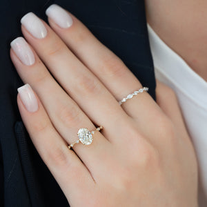 The Penelope Set  With A 3 Carat Oval 18K Yellow Gold Moissanite