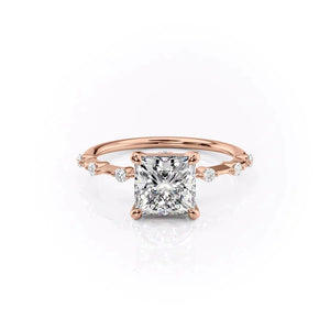 The Penelope Set  With A 5 Carat Princess 14K Rose Gold Moissanite