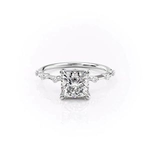 The Penelope Set  With A 2 Carat Princess 18K White Gold Moissanite