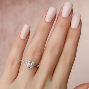 The Penelope Set  With A 4 Carat Princess 18K White Gold Moissanite