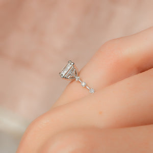 The Penelope Set  With A 4 Carat Princess 18K White Gold Moissanite