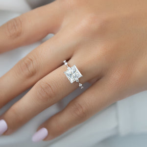 The Penelope Set  With A 2.5 Carat Princess 14K White Gold Moissanite