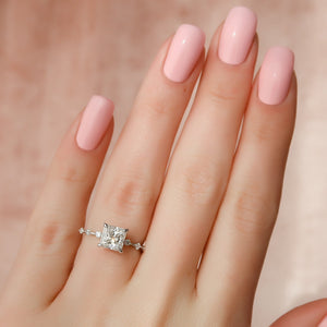 The Penelope Set  With A 1 Carat Princess 14K White Gold Moissanite