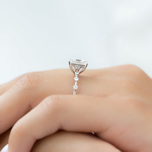 The Penelope Set  With A 4 Carat Princess 18K White Gold Moissanite