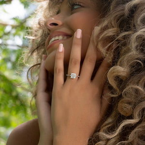 The Penelope Set  With A 3 Carat Princess 14K White Gold Moissanite