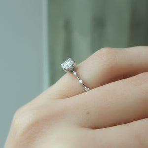 The Penelope Set  With A 1 Carat Princess 14K White Gold Moissanite