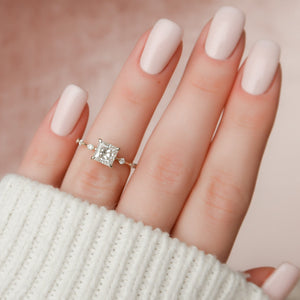 The Penelope Set  With A 2.5 Carat Princess 14K Yellow Gold Moissanite