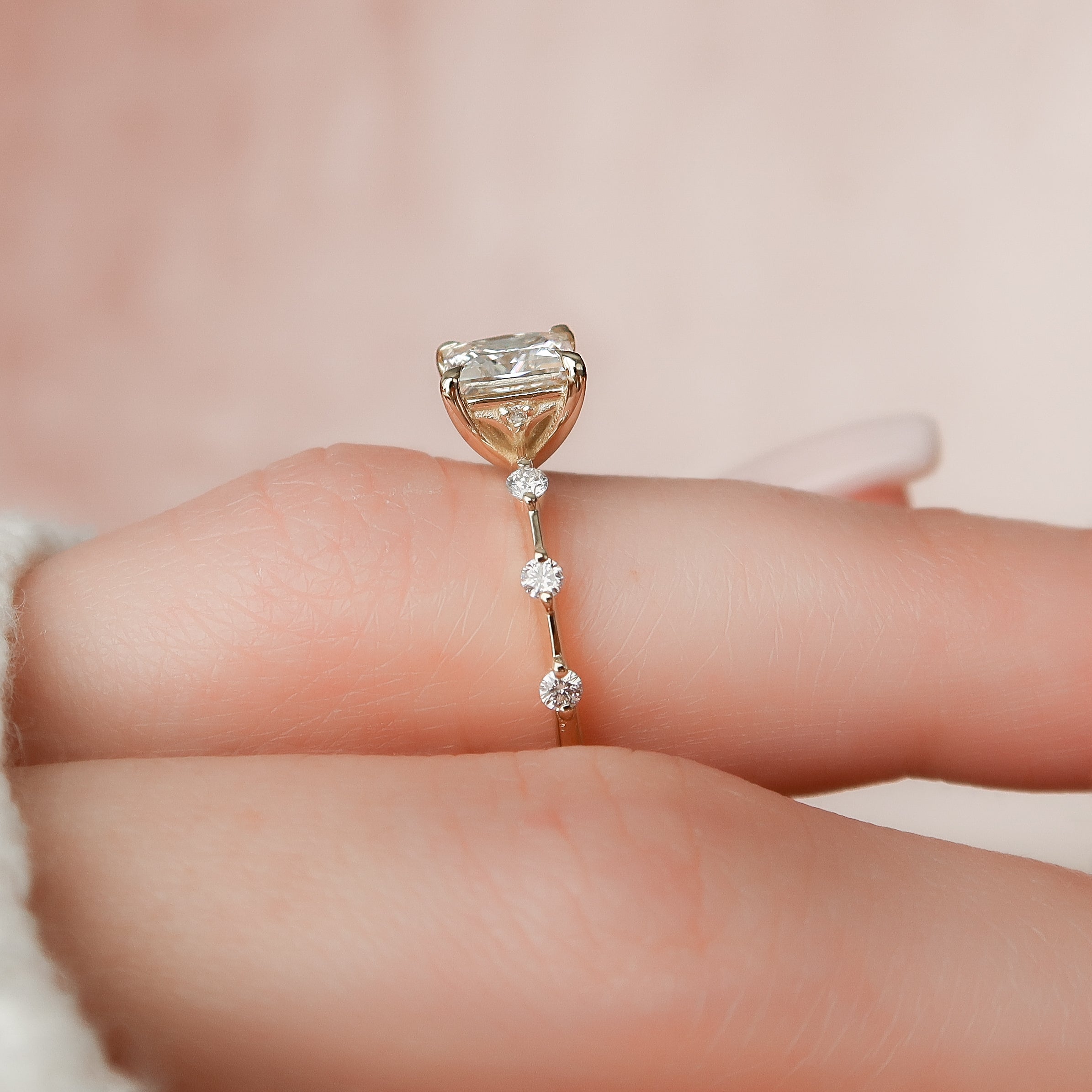 The Penelope Set  With A 2.5 Carat Princess 18K Yellow Gold Moissanite