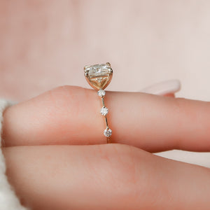 The Penelope Set  With A 2.5 Carat Princess 18K Yellow Gold Moissanite