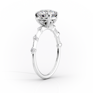 The Penelope Set  With A 5 Carat Pear 14K White Gold Moissanite