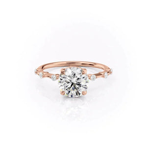 The Penelope Set  With A 1.5 Carat Round 14K Rose Gold Moissanite