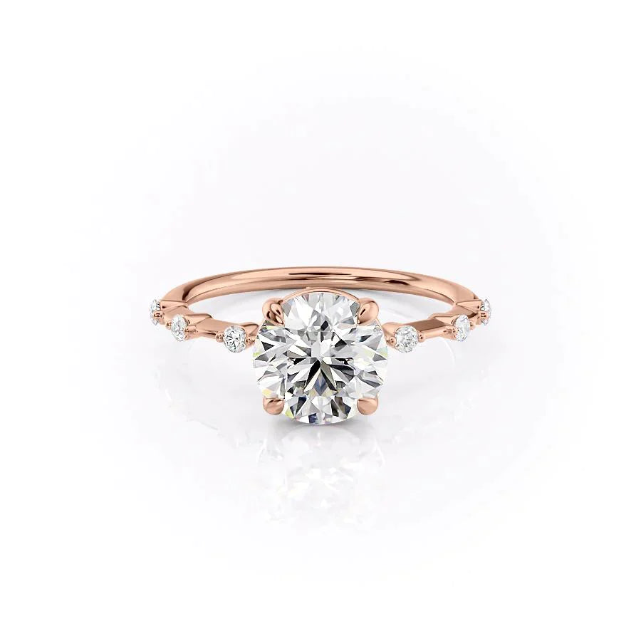 The Penelope Set  With A 5 Carat Round 14K Rose Gold Moissanite