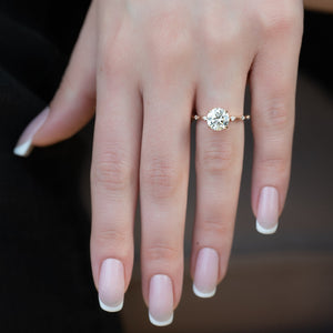 The Penelope Set  With A 4 Carat Round 14K Rose Gold Moissanite
