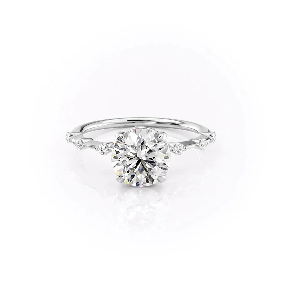The Penelope Set  With A 1 Carat Round 14K White Gold Moissanite