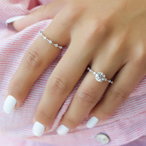 The Penelope Set  With A 2.5 Carat Round 18K White Gold Moissanite