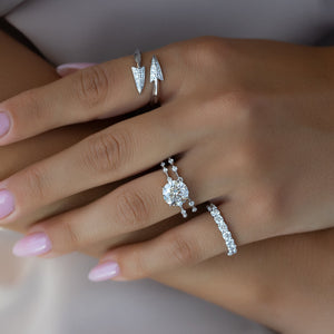 The Penelope Set  With A 2.5 Carat Round 14K White Gold Moissanite