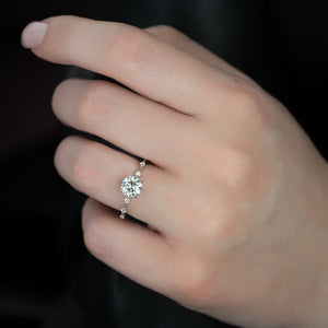 The Penelope Set  With A 1.5 Carat Round 18K White Gold Moissanite
