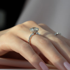 The Penelope Set  With A 5 Carat Round 14K White Gold Moissanite