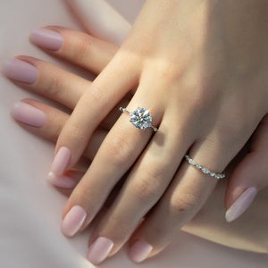 The Penelope Set  With A 3.5 Carat Round 18K White Gold Moissanite