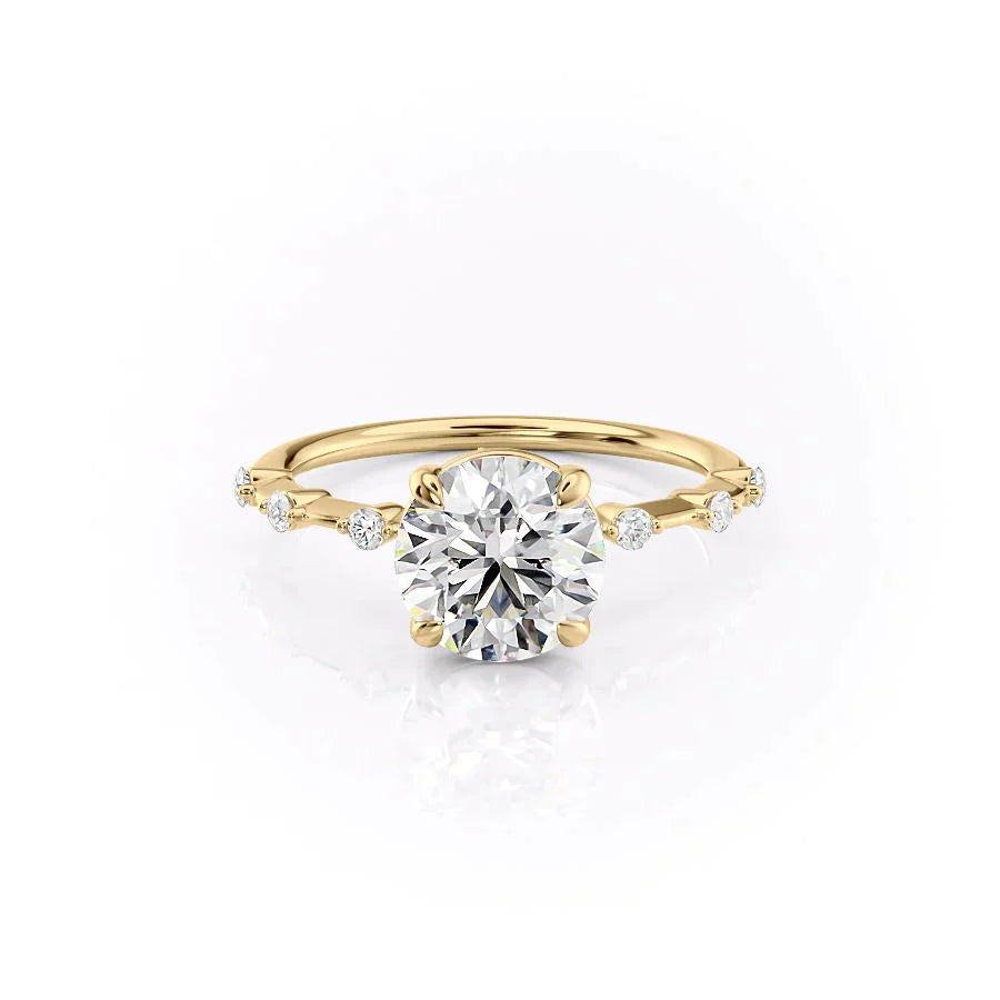 The Penelope Set  With A 1 Carat Round 14K Yellow Gold Moissanite