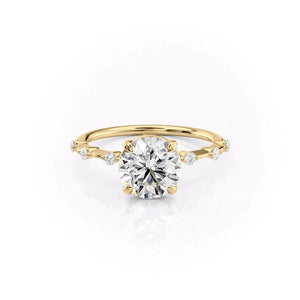 The Penelope Set  With A 3 Carat Round 18K Yellow Gold Moissanite